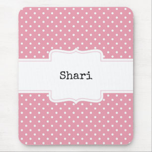 Tapis De Souris Pois roses et blancs personnalisés