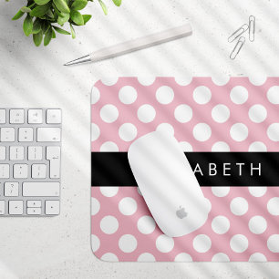 Tapis De Souris Pois roses, Motif Pointe Polka, Votre Nom