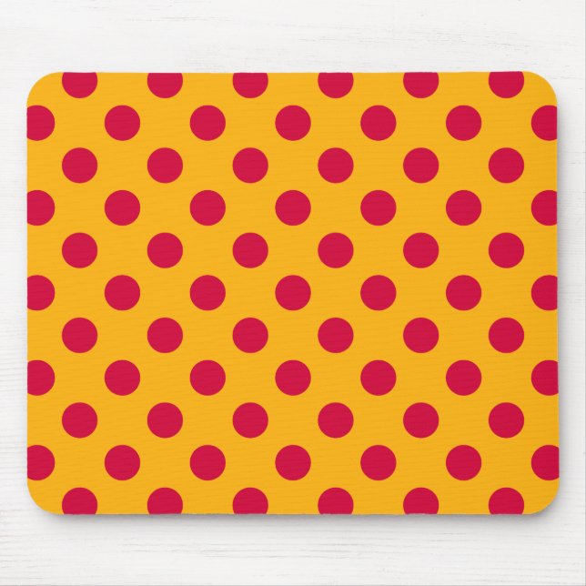 Tapis De Souris Pois rouges sur jaune (Devant)