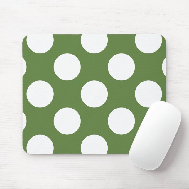 Tapis De Souris Pois verts, Motif à points Polka, points, pointill (Avec souris)