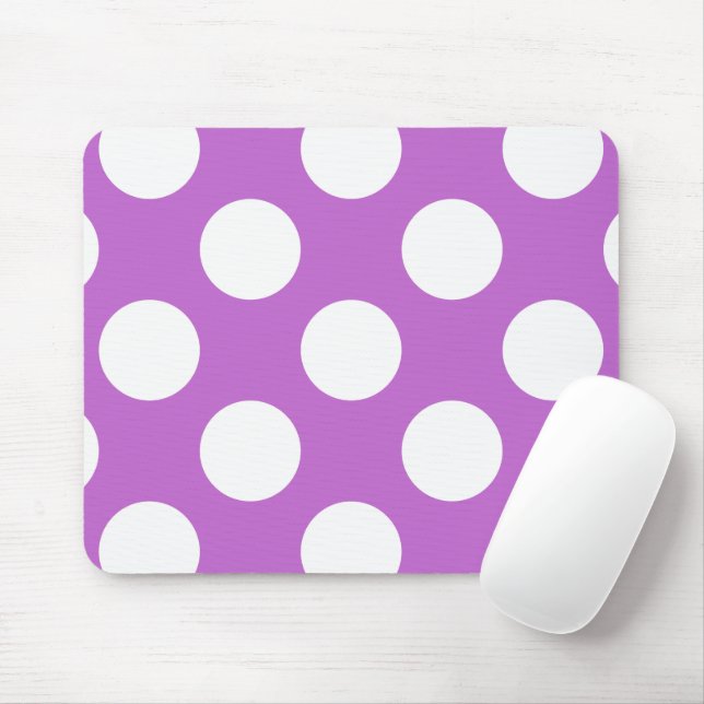 Tapis De Souris Pois violets, Motif à points Polka, points, pointi (Avec souris)