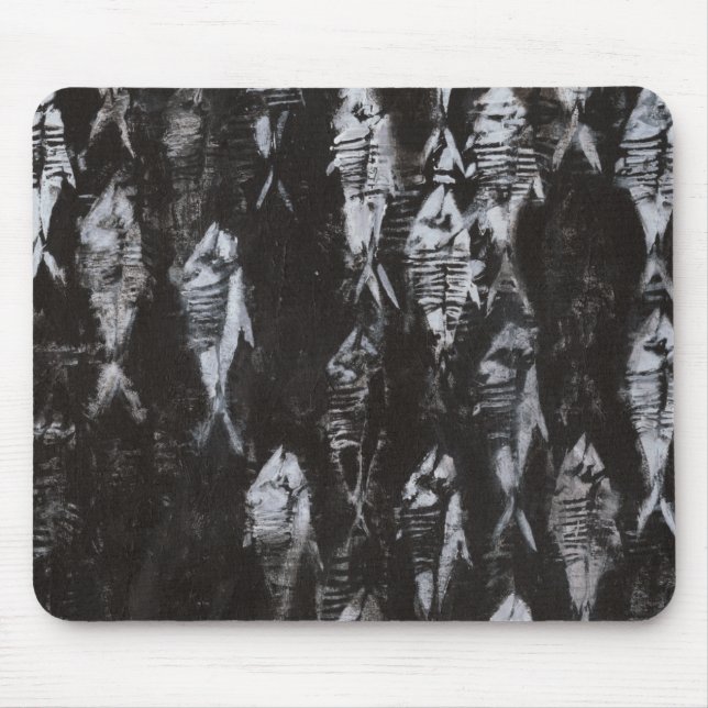 Tapis De Souris Poisson blanc fossile sur Arrière - plan noir (Devant)