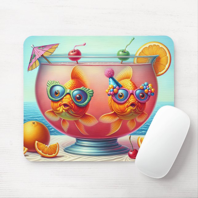 Tapis De Souris Poisson d'or dans le bol de punch du parti (Avec souris)