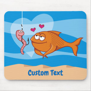 Tapis De Souris Poisson et appât en amour