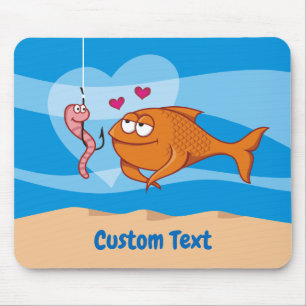 Tapis De Souris Poisson et appât en amour Souris