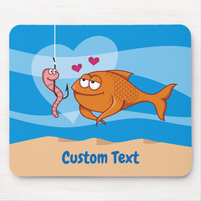 Tapis De Souris Poisson et appât en amour Souris (Devant)