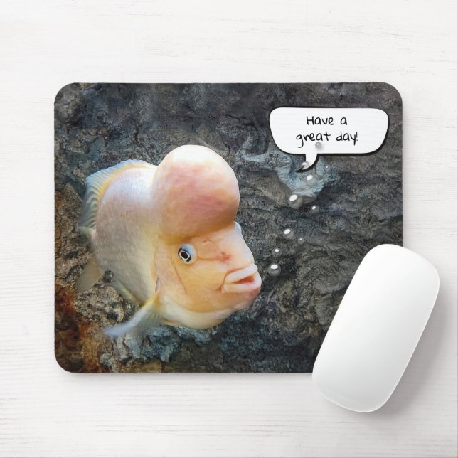 Tapis De Souris Poisson Flowerhorn avec bulle vocale (Avec souris)