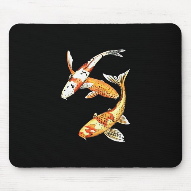Tapis De Souris Poisson rouge de Koi de Japonais sur le noir (Devant)