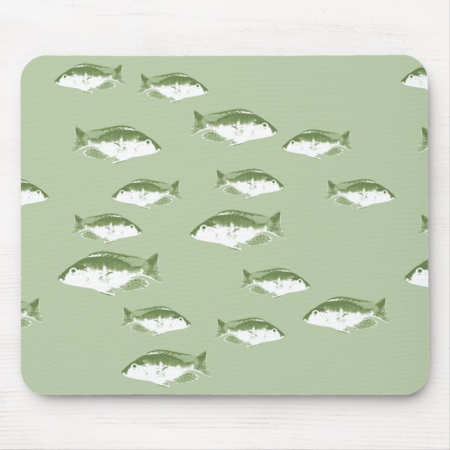 Tapis De Souris Poisson vert olive (Devant)