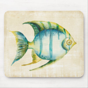 Tapis De Souris Poissons bleus et jaunes d'aquarium