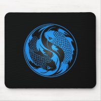 Poissons bleus et noirs de Yin Yang Koi