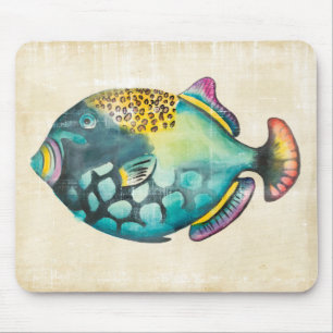 Tapis De Souris Poissons bleus et pourpres d'aquarium