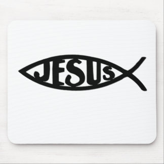 Tapis De Souris Poissons de Jésus (noir de tapis de souris)