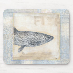 Tapis De Souris Poissons gris sur l'arrière - plan beige