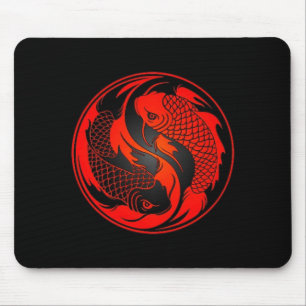 Tapis De Souris Poissons rouges et noirs de Yin Yang Koi