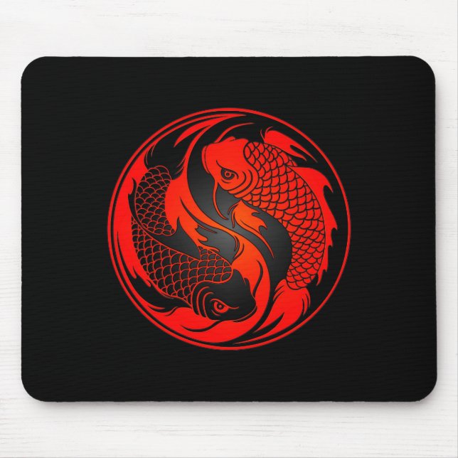 Tapis De Souris Poissons rouges et noirs de Yin Yang Koi (Devant)