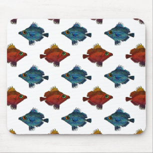 Tapis De Souris Poissons tropicaux bleus et rouges TOUT ARRIÈRE -