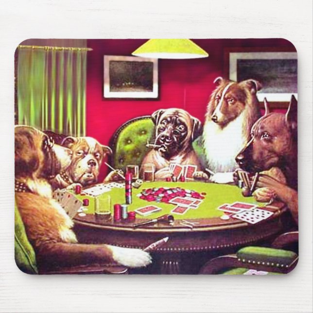 TAPIS DE SOURIS POKER CHIENS : UN BLUFF BOURSIER (Devant)