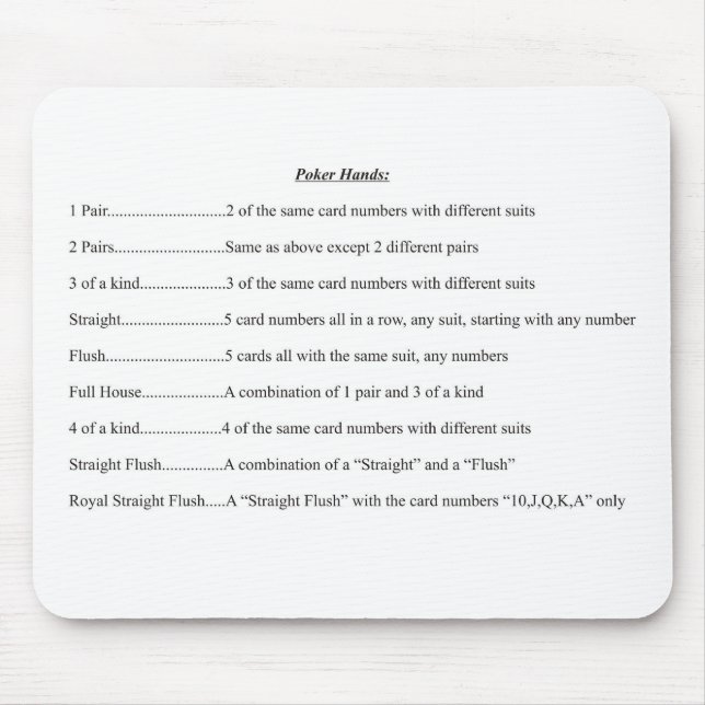 Tapis De Souris Poker Hands (Devant)