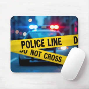 Tapis De Souris Police Line Bande Jaune Avec Avertissement