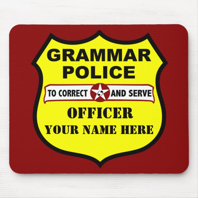 Tapis De Souris Police Mousepad personnalisable de grammaire (Devant)