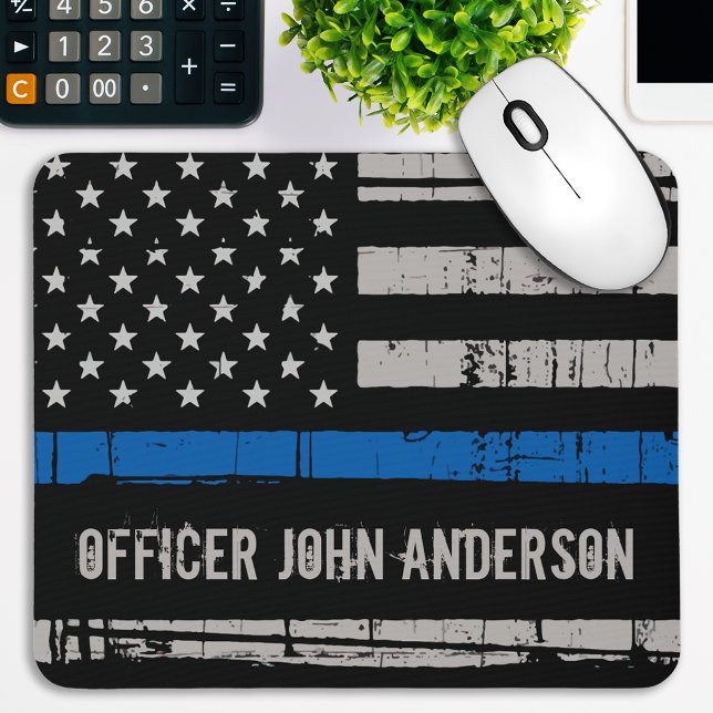 Tapis De Souris Policier de la Ligne Bleue Mince Personnalisé (Créateur téléchargé)