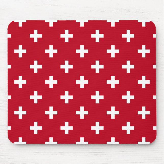 Tapis De Souris Polka blanche croise sur rouge (Devant)