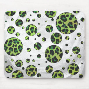 Tapis De Souris Polka Dot Leopard noir et vert