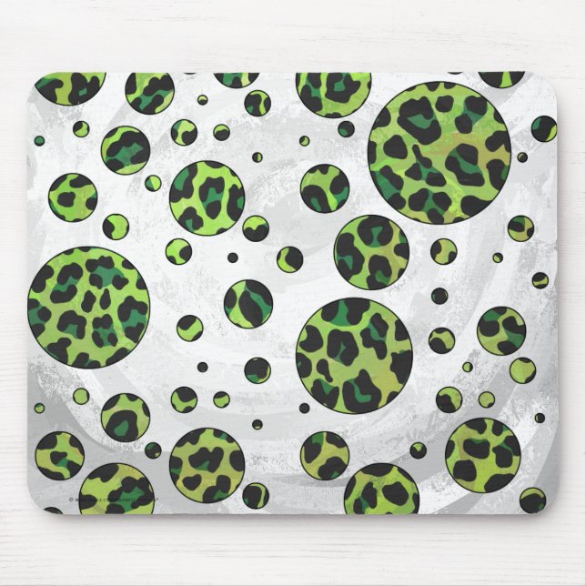 Tapis De Souris Polka Dot Leopard noir et vert (Devant)
