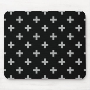Tapis De Souris Polka gris croise sur noir