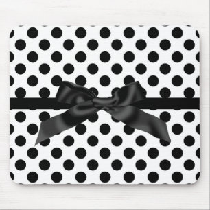 TAPIS DE SOURIS POLKA NOIR POLKA DOT BOUTON MOUSE PAD