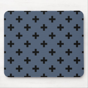Tapis De Souris Polka noire croise sur bleu-gris
