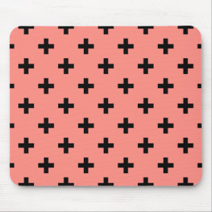Tapis De Souris Polka noire croise sur pêche