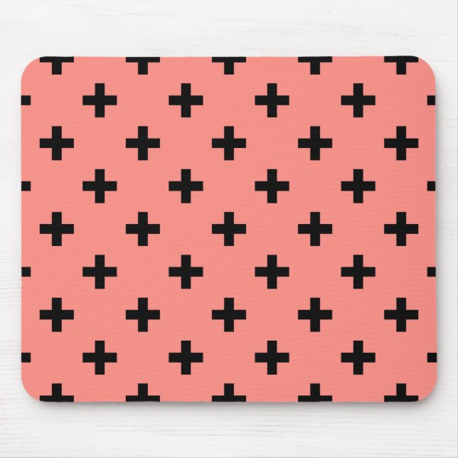 Tapis De Souris Polka noire croise sur pêche (Devant)