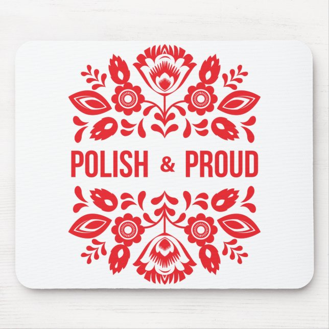 Tapis De Souris Pologne et fière Pologne Polska Fleurs rouges (Devant)