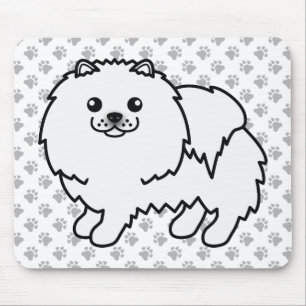 Tapis De Souris Pomeranian Blanc Chien de Dessin Animé Mignon & Pa