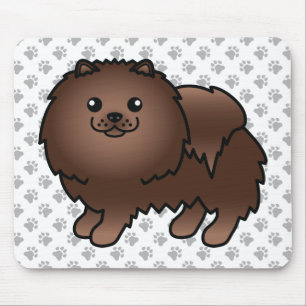 Tapis De Souris Pomeranian Brun Mignon Chien de Dessin Animé & Pat