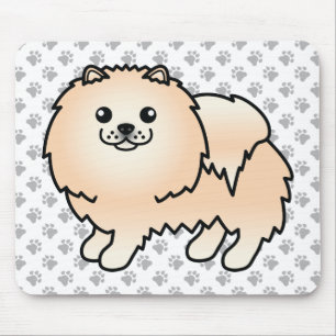 Tapis De Souris Pomeranian crème Chien de dessin animé mignon & Pa