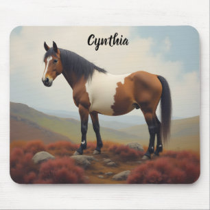 Tapis De Souris Poney Shetland brun et blanc