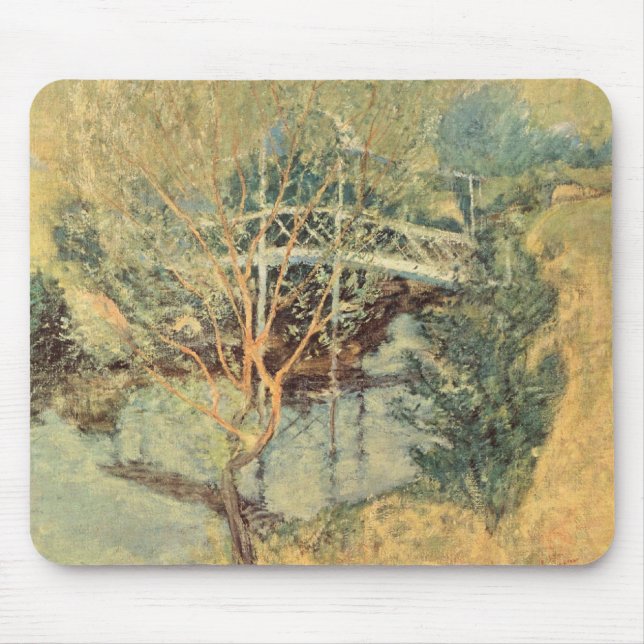 Tapis De Souris Pont blanc par Twachtman, impressionnisme Vintage (Devant)