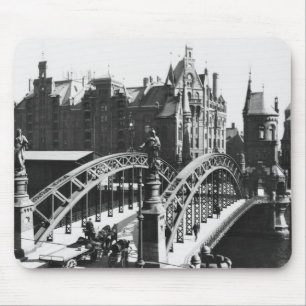 Tapis De Souris Pont dans le Speicherstadt Hambourg, c.1910