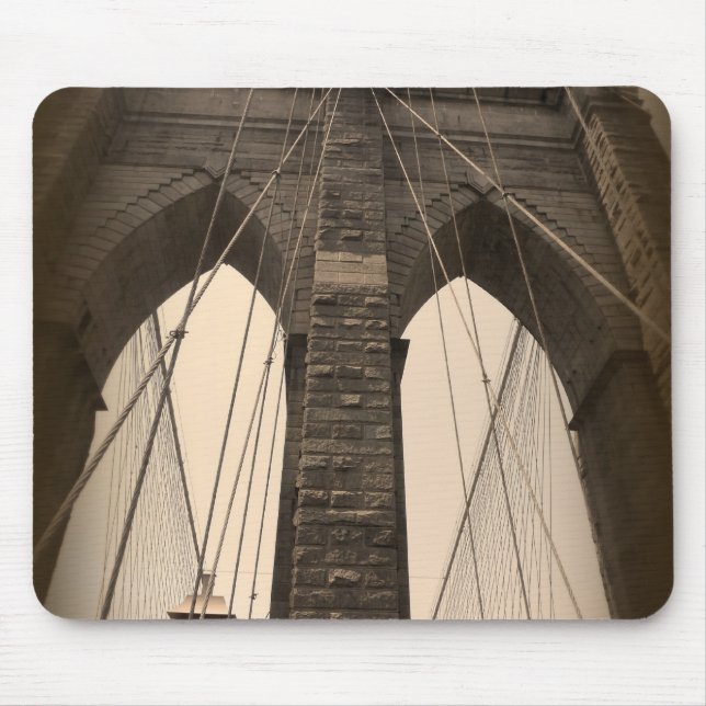 Tapis De Souris Pont de Brooklyn vintage de sépia (Devant)