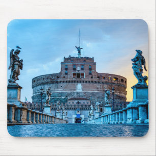 Tapis De Souris Ponte Sant'Angelo à l'aube - Rome Italie