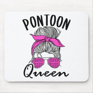 Tapis De Souris Pontoon Queen Lake Life Messy Bun Vacances Bateau 