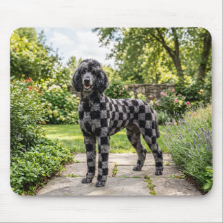 Tapis De Souris Poodle à carreaux noir et gris