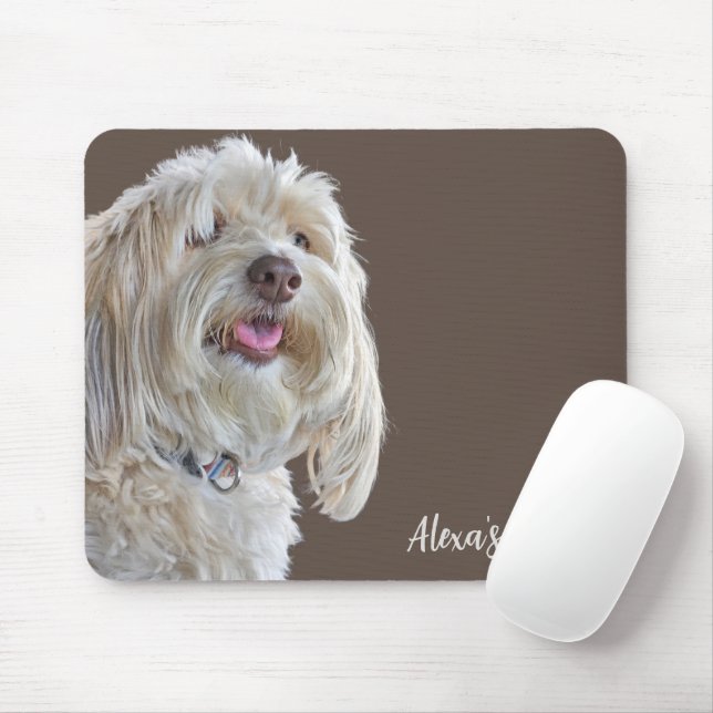 Tapis De Souris Poodle de schaggy avec nom personnalisé (Avec souris)