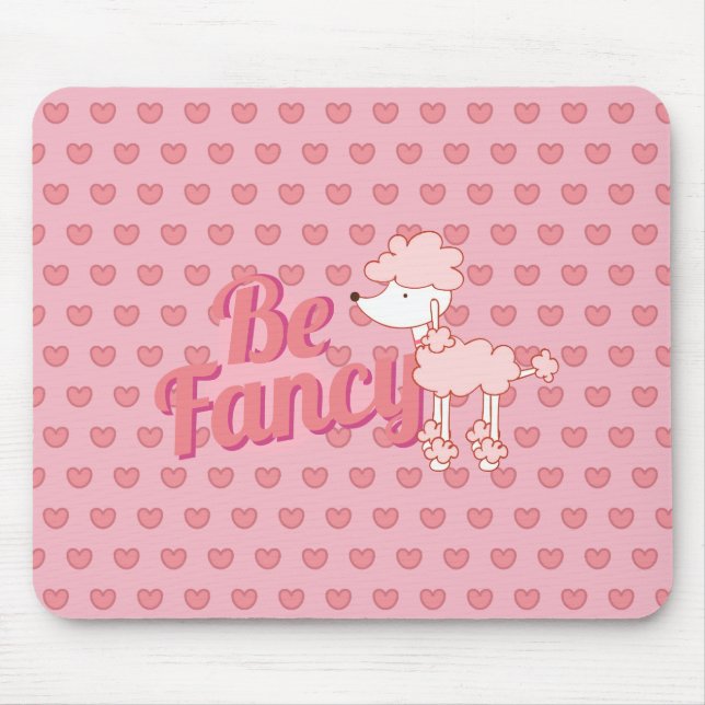 Tapis De Souris Poodle rose et Coeurs Sois chic (Devant)