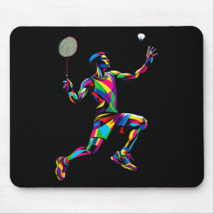 Tapis De Souris Pop Art coloré Badminton Player Shuttle Badminto