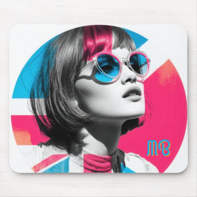 Tapis De Souris Pop Art Retro Chic Girl  (Devant)