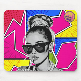 Tapis De Souris Pop Art Retrô Mulher Fashion Preto e Branco